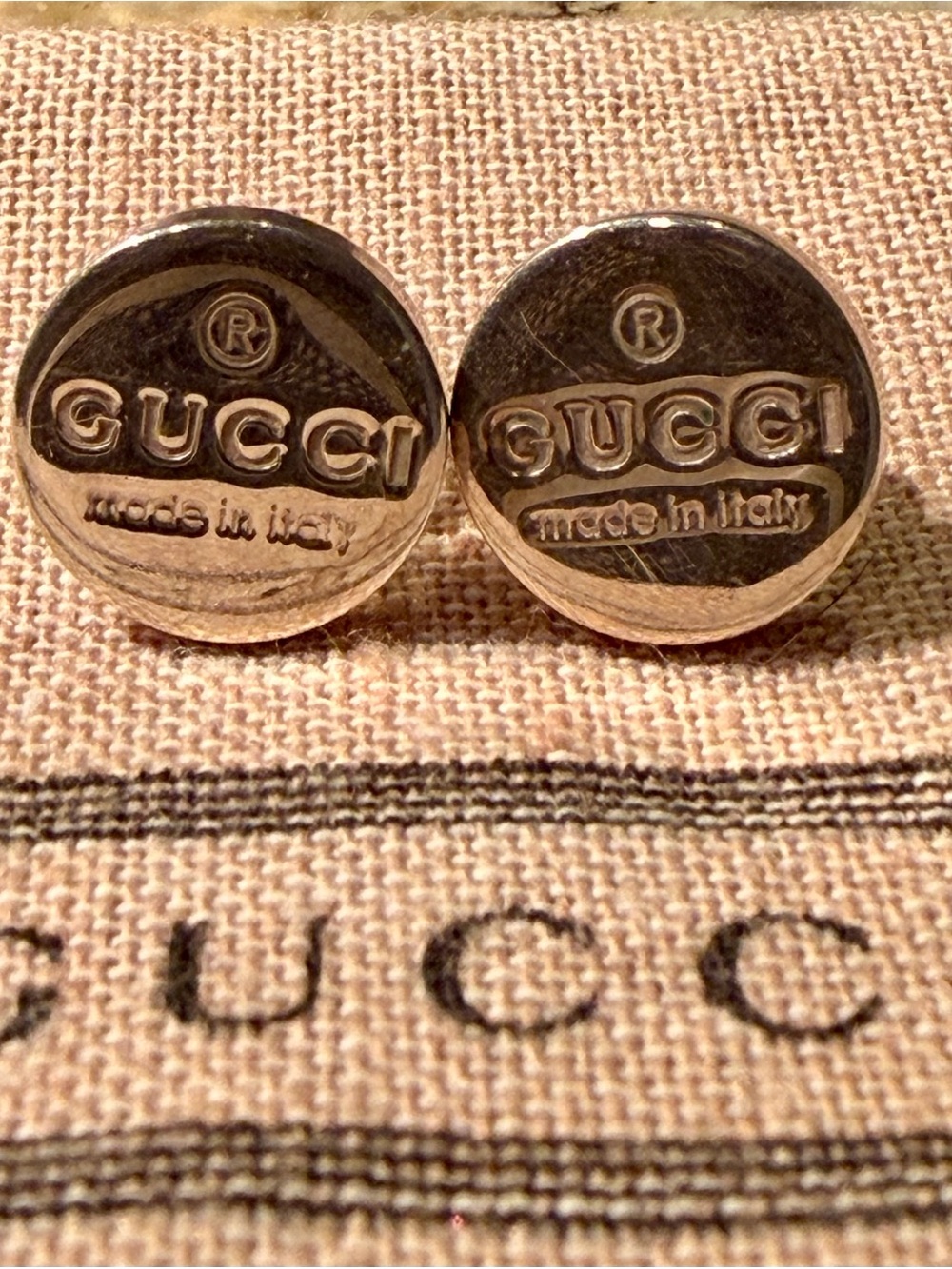 Gucci Silver Round Logo Earrings - Picture 2 of 7